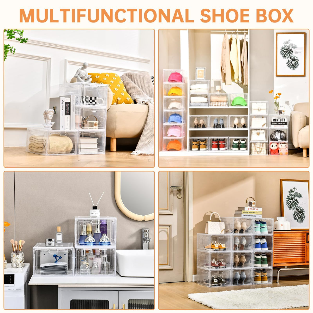 Large Clear Shoe Storage Box with Magnetic Door – Doresty