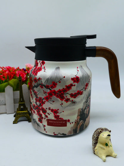Vintage Floral Pattern Tea Thermos – Built-In Infuser, 28 Oz/35 Oz