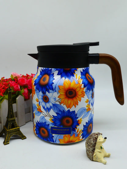 Vintage Floral Pattern Tea Thermos – Built-In Infuser, 28 Oz/35 Oz