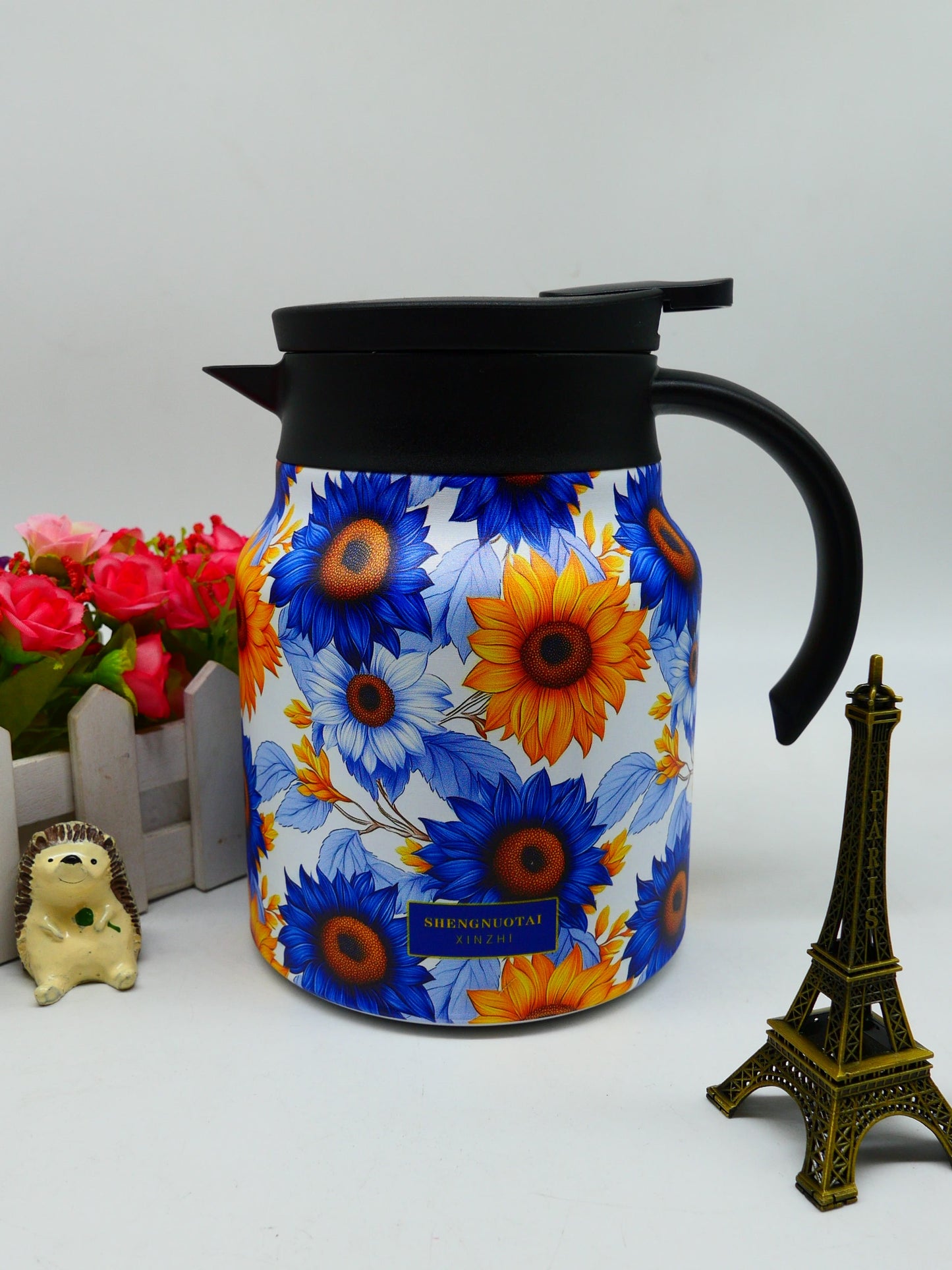 Vintage Floral Pattern Tea Thermos – Built-In Infuser, 28 Oz/35 Oz