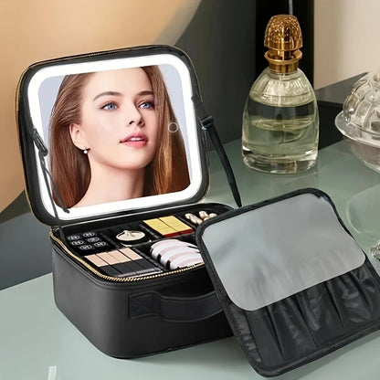 LED Mirror Cosmetic Bag, Portable and Spacious for Travel