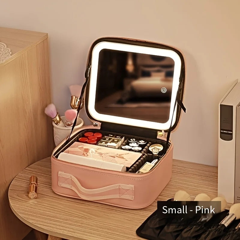 LED Mirror Cosmetic Bag, Portable and Spacious for Travel