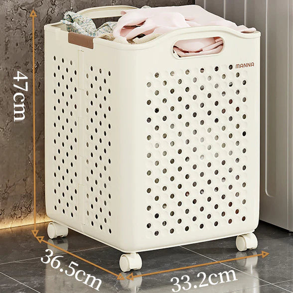 Large Capacity Collapsible Laundry Basket: Breathable Design & Built-In Wheels