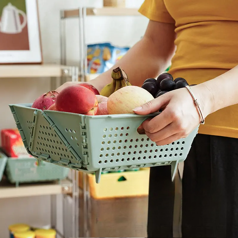 Foldable Multi-Functional Draining Storage Basket – Space-Saving, Heat-Resistant, Dual-Size