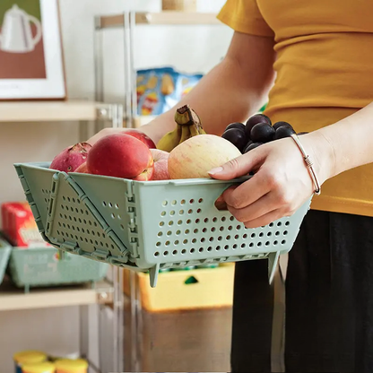 Foldable Multi-Functional Draining Storage Basket – Space-Saving, Heat-Resistant, Dual-Size