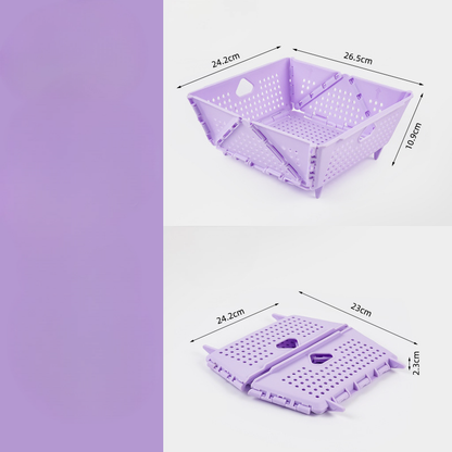 Foldable Multi-Functional Draining Storage Basket – Space-Saving, Heat-Resistant, Dual-Size