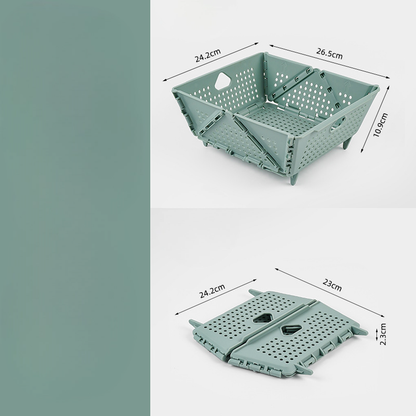 Foldable Multi-Functional Draining Storage Basket – Space-Saving, Heat-Resistant, Dual-Size