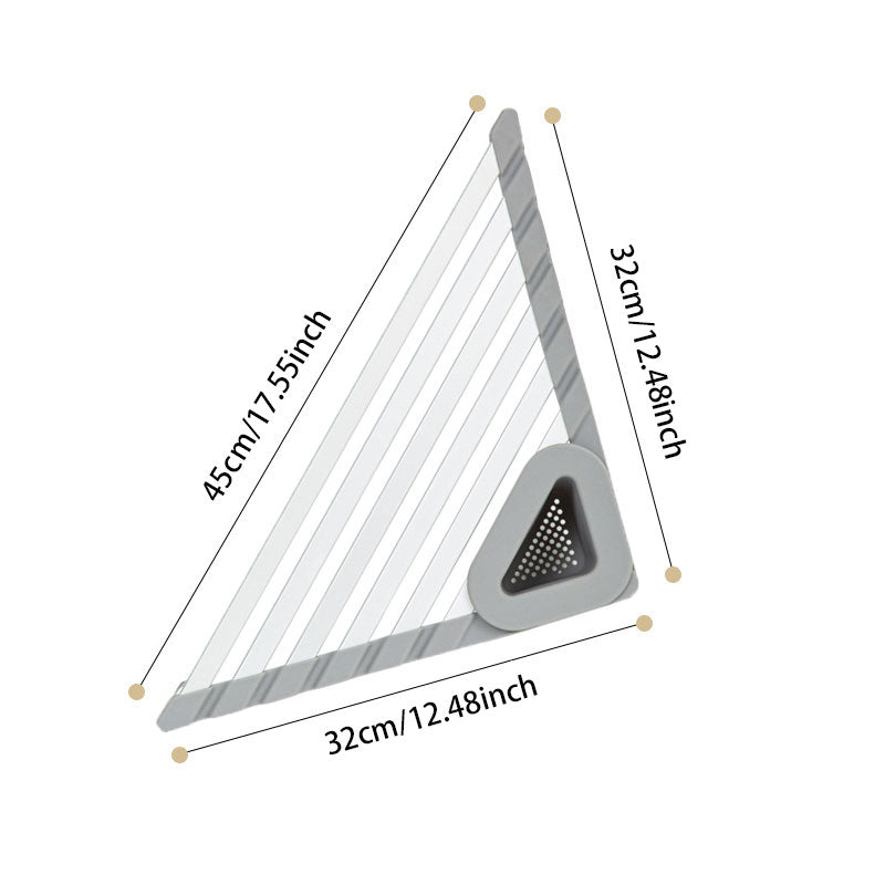 TriFlow Corner DryHub: Collapsible Sink Rack for Dishes, Cups & Utensils