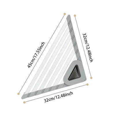 TriFlow Corner DryHub: Collapsible Sink Rack for Dishes, Cups & Utensils