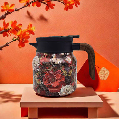 Vintage Floral Pattern Tea Thermos – Built-In Infuser, 28 Oz/35 Oz