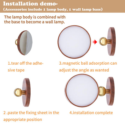 360-Degree Rotating Walnut Magnetic Wall Lamp