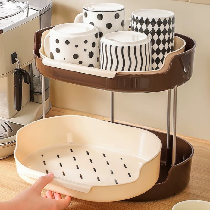 Detachable Desktop Storage Rack – Hollow Design Drain Tray Organizer Shelf
