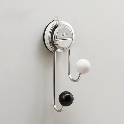 No-Drill Suction Walnut Wood & Steel Toilet Paper Holder