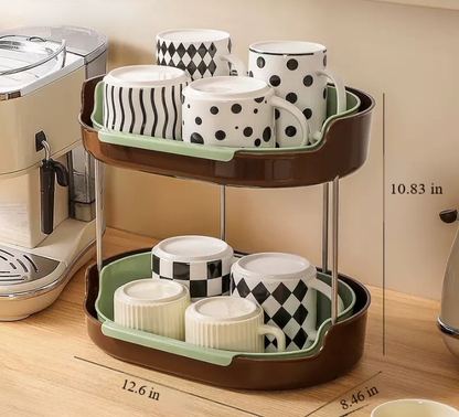 Detachable Desktop Storage Rack – Hollow Design Drain Tray Organizer Shelf