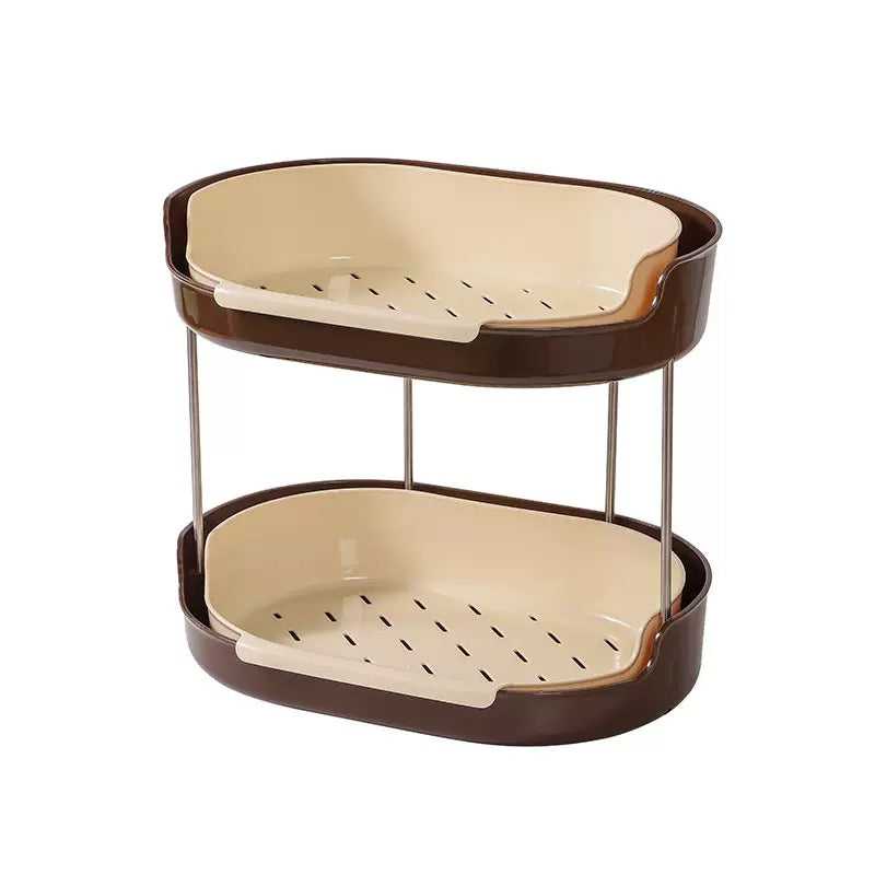 Detachable Desktop Storage Rack – Hollow Design Drain Tray Organizer Shelf